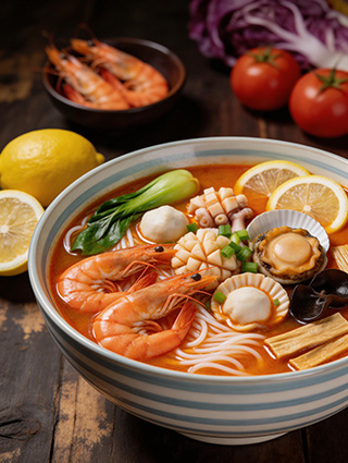 專業(yè)商業(yè)海鮮酸湯米線攝影